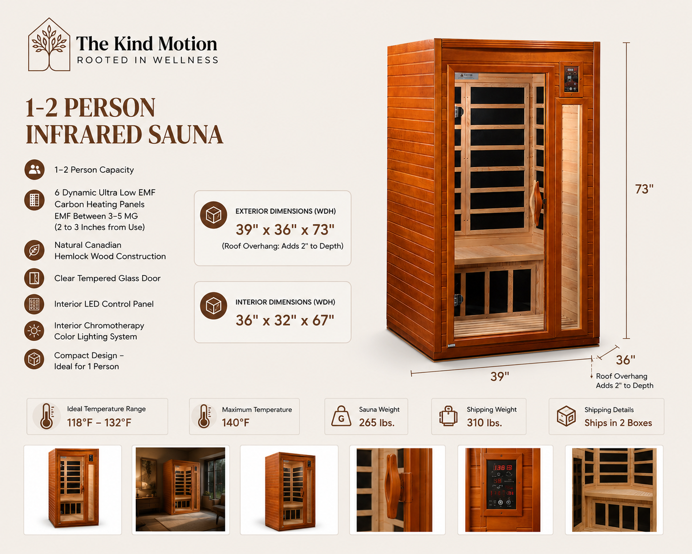 Golden Design Barcelona Elite 1–2 Person Ultra Low EMF Infrared Sauna