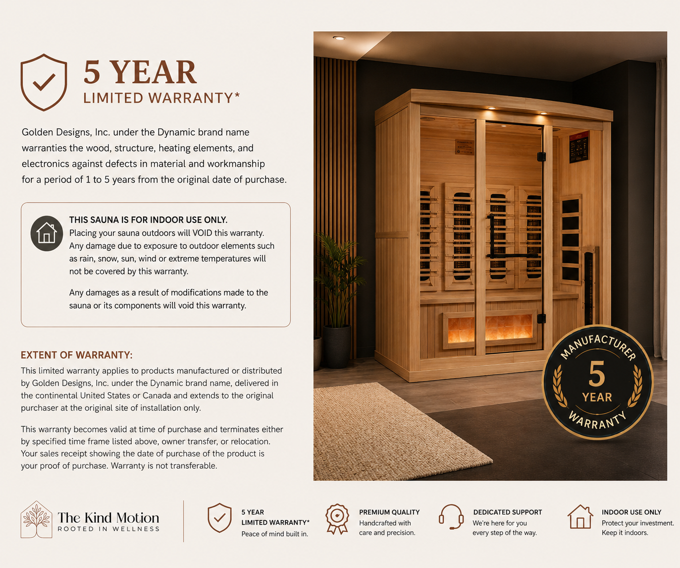 Golden Designs Reserve 4-Person Full Spectrum Infrared Sauna with Himalayan Salt Bar
