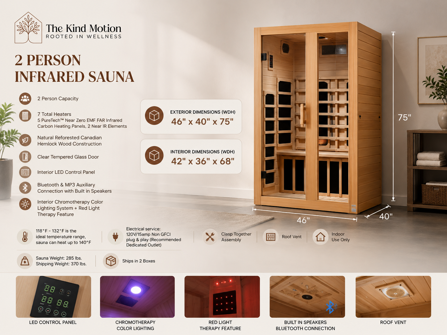Golden Designs Serena 2-Person Full Spectrum Infrared Sauna