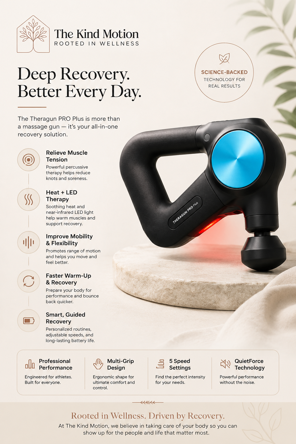 Therabody PRO Plus Massage Gun with Heat | LED & Vibration Therapy