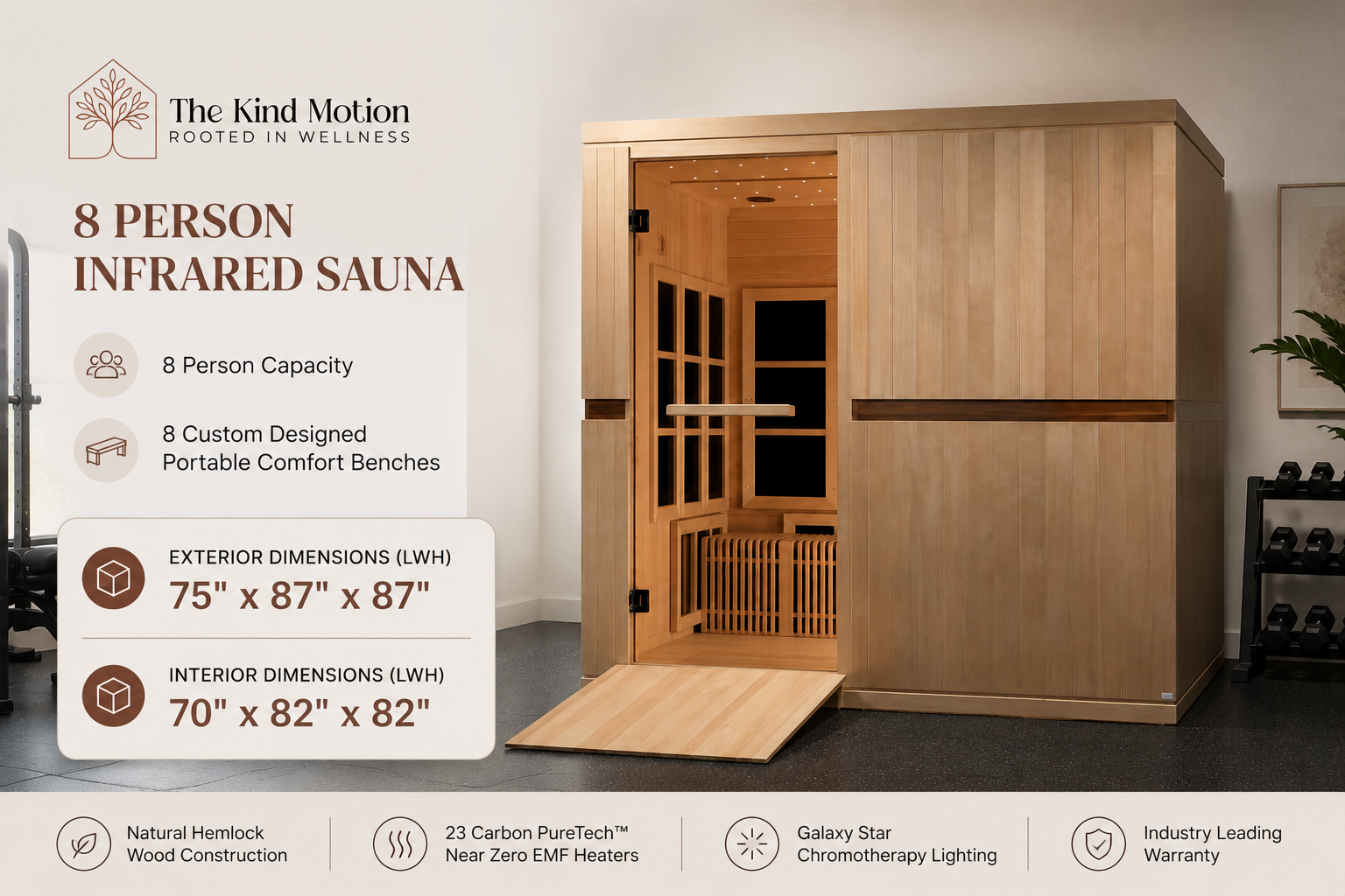 Golden Designs Catalonia 8-Person Ultra Low EMF Infrared Sauna