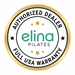 Official Authorized Dealer badge for Peak Pilates and Elina Pilates equipment, ensuring full manufacturer warranty and authentic products at The Kind Motion