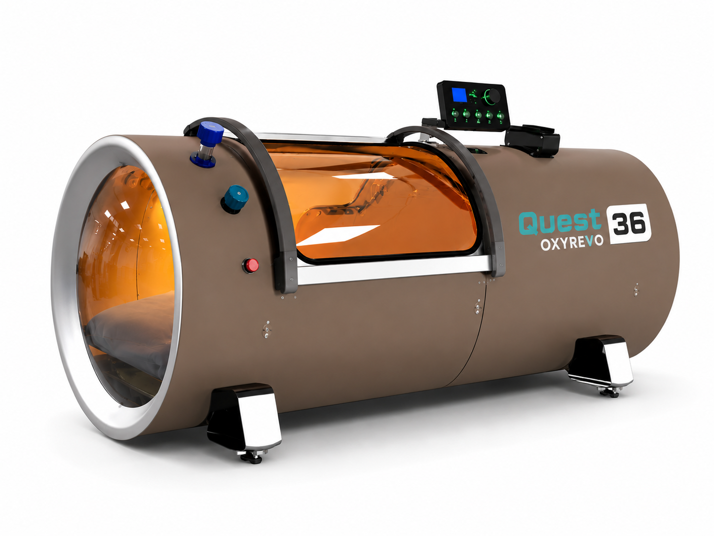 Mocha Brown | OxyRevo Quest36 hard shell hyperbaric chamber in Mocha Brown