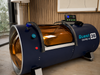 Close up image of oxyrevo navy blue hyperbaric chamber 