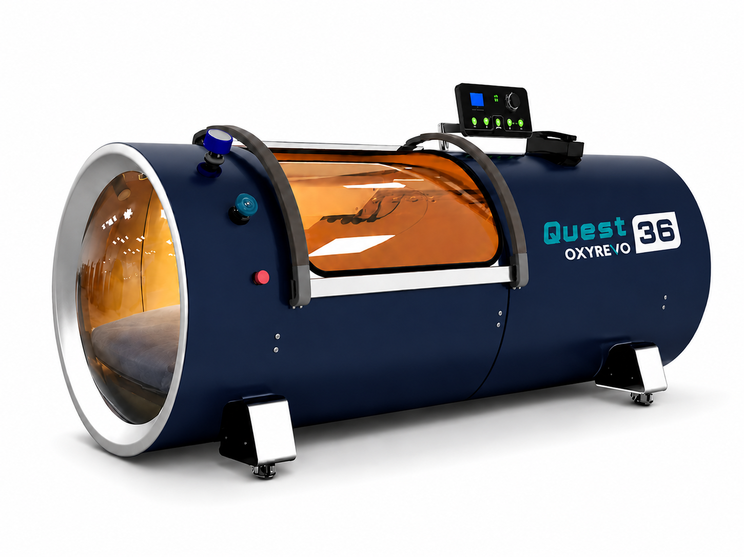 Navy | OxyRevo Quest36 hard shell hyperbaric chamber in navy 