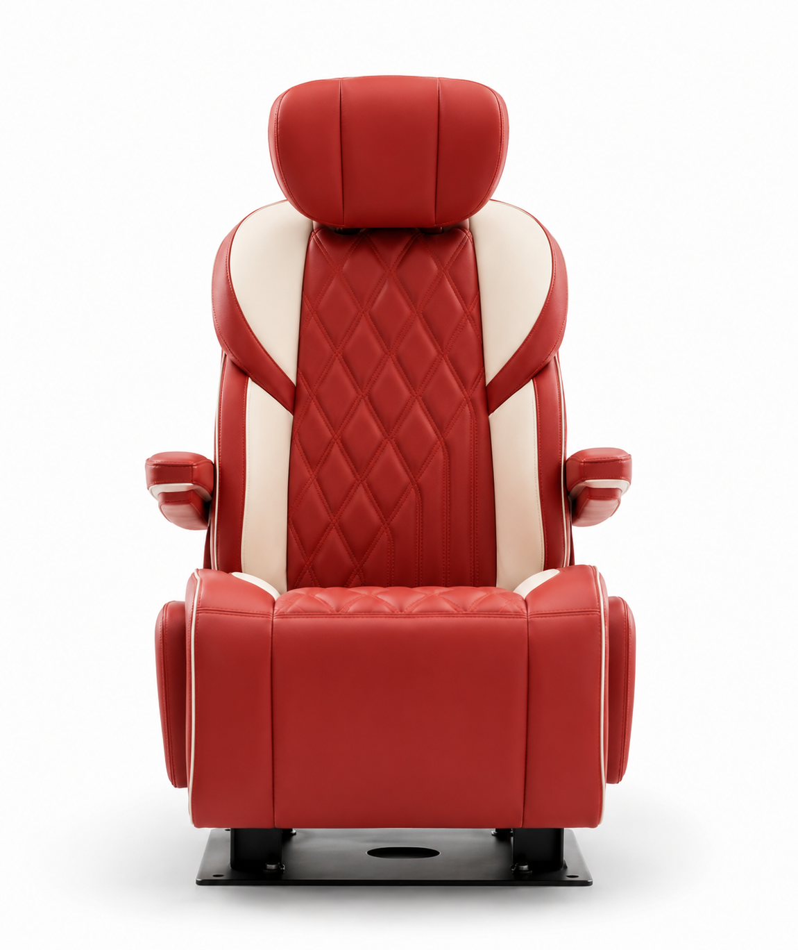 Red and white recliner chair on a white background