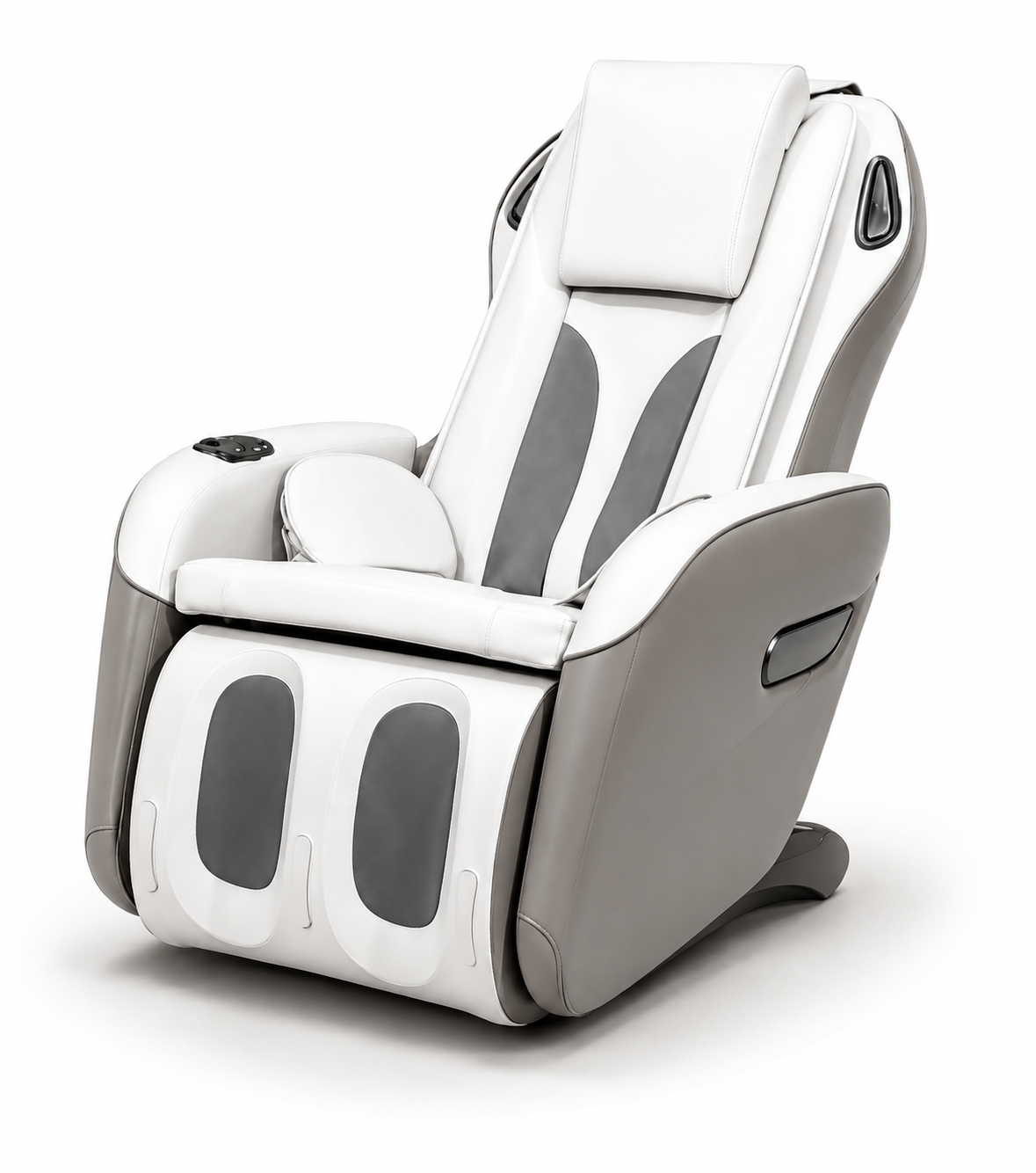 White and gray hyperbaric chamber massage chair on white background
